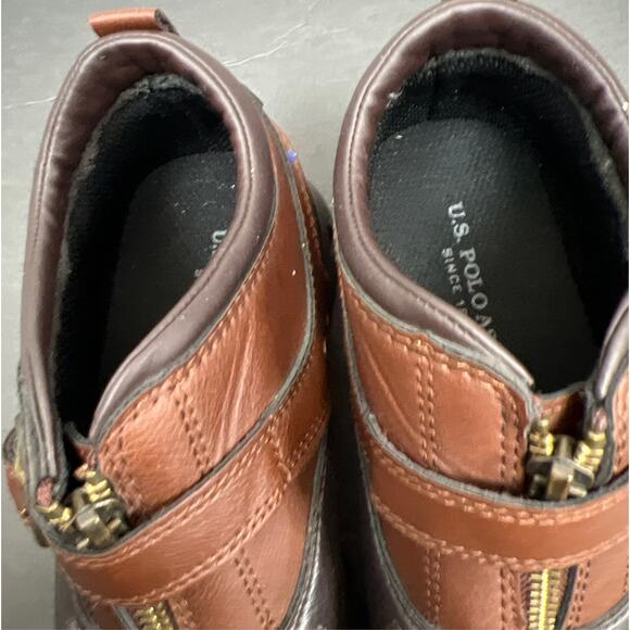 US Polo Back to School Boys Toddler Hardy II Black Brown Duck Ankle Boots Sz 1M - Picture 5 of 11